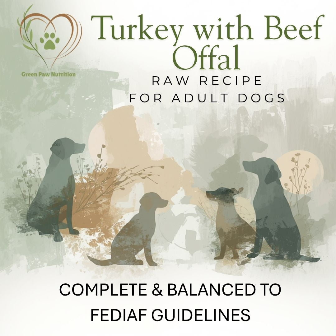 Turkey with Beef Offal Raw Recipe for Adult Dogs